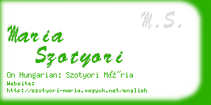 maria szotyori business card